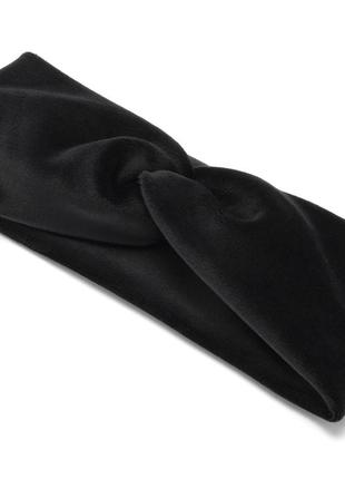 Повязка (чалма) женская из велюровой ткани черного цвета 15909012 фото