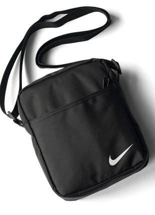 Мужская сумка мессенджер nike черная тканевая спортивная барсетка через плечо повседневная