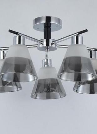 Люстра на 5 плафонів чорно срібляста 9112/5 cr