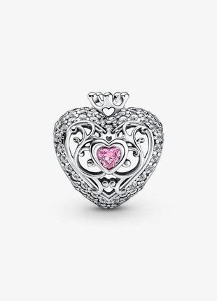 Серебряный шарм для браслетов пандора "королевская корона с розовым камнем" 790763c013 фото