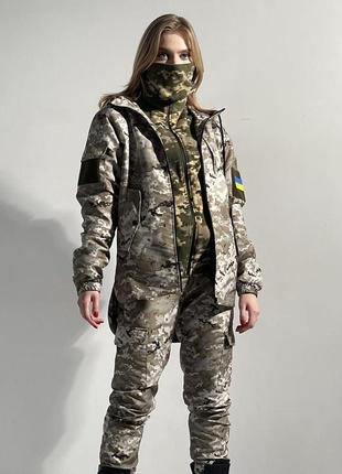 Костюм зимовий тактичний жіночий terra hot світлий піксель (s-xxxl) + бафф + рукавички