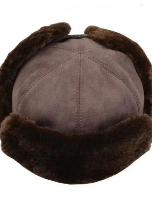 Зимняя шапка с мехом бобра. замшевая шапка ушанка. шапка до -302 фото