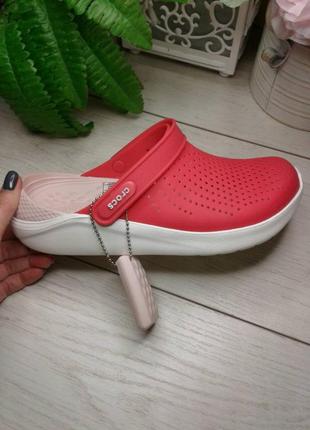 Кроксы женские оригинальные crocs lite ride лайт райд сабо кроксы crocs literide™ clog poppy / white1 фото