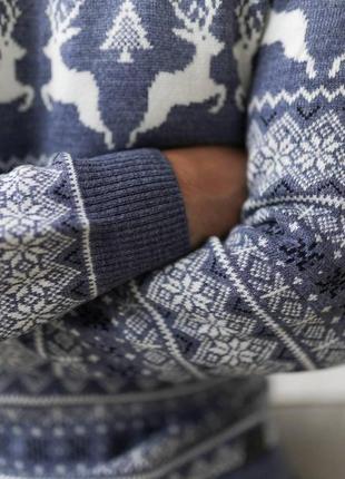Новогодний свитер с оленями светло-серый мужской 70% шерсть 30% акрил очень приятен к телу2 фото