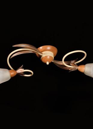 Люстра nblight бежева патина дерево/метал на два плафона 542