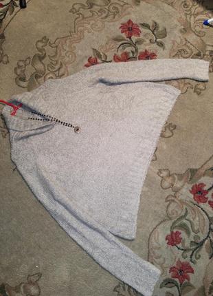 Стильный,бежевый свитер с горлышком,букле,большого размера-оверсайз,jean pascale6 фото
