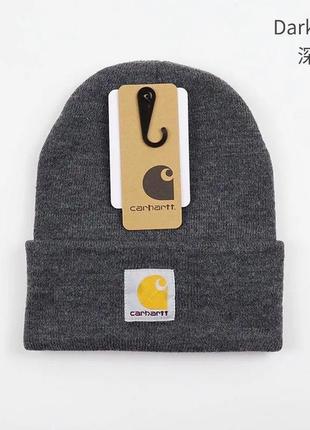 Шапка carhartt [кархартт]. серая акриловая кархарт