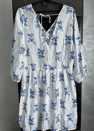 Белое кэжуал платье h&amp;m original с цветочным принтом3 фото