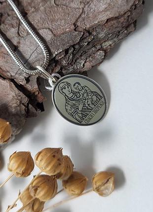 Срібна ікона ладану підвіс богородиця срібло 925 проби з чорнене 1051 1.35г