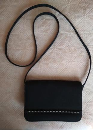 Чорна сумка сумочка з довгими ремінцем сумка черная с длинным ремешком1 фото
