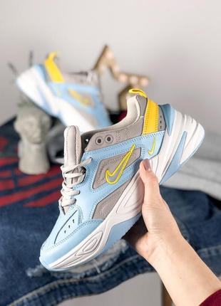 Кроссовки nike m2k tekno half blue/chrome yellow кросівки