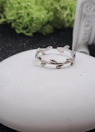 Серебряное безразмерное модное фаланговое кольцо ветка лоза 925 размер 14.52 фото