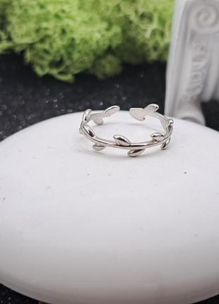 Серебряное безразмерное модное фаланговое кольцо ветка лоза 925 размер 14.53 фото