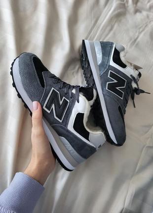 Женские зимние кроссовки серые замшевые new balance 574 grey ❄️