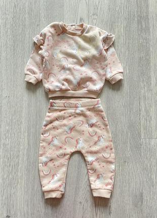 Крутий набір кофта світшот штани на флісі єдиногріг matalan 3-6 міс