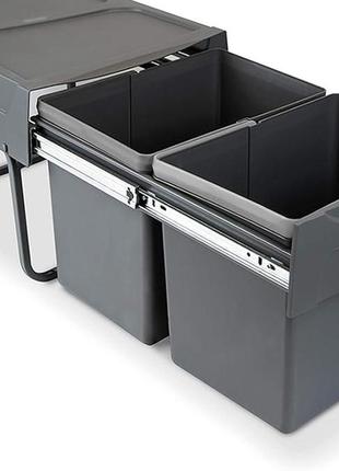 Emuca 8199523 - контейнери для сміття(уцінка) з нижнім кріпленням для кухні, 2 знімні 15-літрові уцінка4 фото