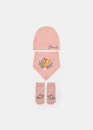 Набір шапочка слюнявчик носочки, комплект для немовлят