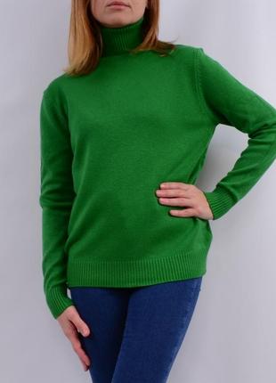 Теплий светр-гольф з кашеміром, зелений3 фото