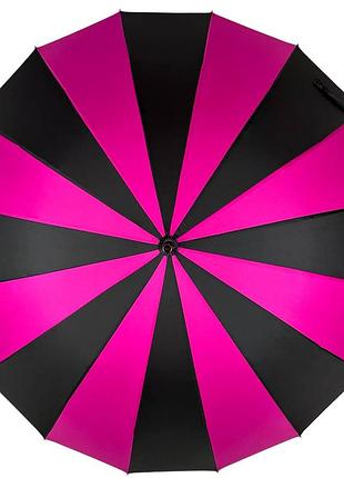 Женский зонт-трость на 16 спиц с контрастными секторами, полуавтомат от фирмы toprain,...