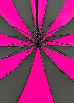 Женский зонт-трость на 16 спиц с контрастными секторами, полуавтомат от фирмы toprain,...