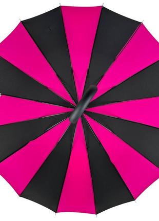 Женский зонт-трость на 16 спиц с контрастными секторами, полуавтомат от фирмы toprain,...