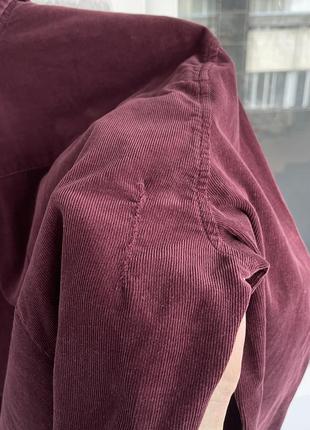 Вельветовая бордовая рубашка suit с клетчатыми манжетами с карманами на груди (h&amp;m, zara )9 фото