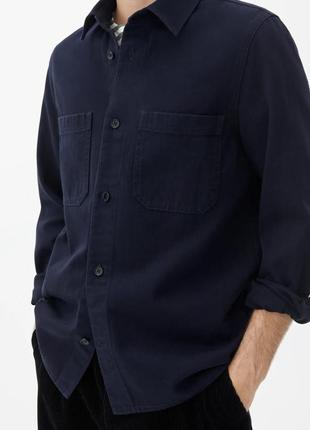 Сорочка arket relaxed cotton twill overshirt / 46 чорна4 фото