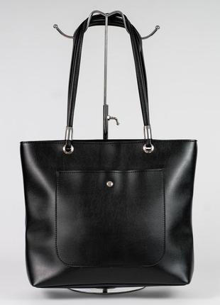 Женская сумка черная сумка черный шопер черный шоппер классическая базовая сумка1 фото
