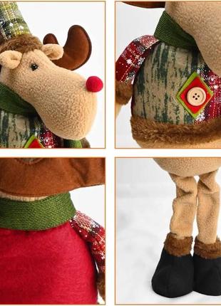 Новорічна фігурка під ялинку новорічний олень 50см новорічна мяка іграшка олень під ялинку