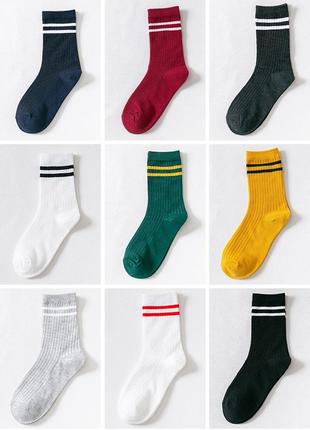 Зелені шкарпетки рубчик 2 смуги 9610 дві смужки зверху високі носки в смужку темно-зелені10 фото