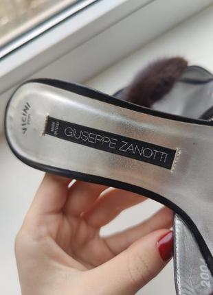 Кожаные оригинальные сабо бренда giuseppe zanotti с мехом норки5 фото