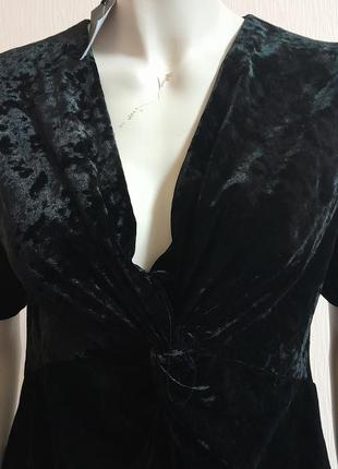 Крутая велюровая кофта / блузка на запах чёрного цвета dorothy perkins made in turkey с биркой2 фото