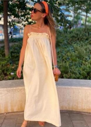 Натуральний сарафан літнє плаття сукня вільного крою на тонких бретелях7 фото