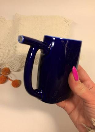 Бюветниця кобальт-поїльник чашка з носиком кухоль для мінеральної порцеляни 60-х рр. н20402 фото