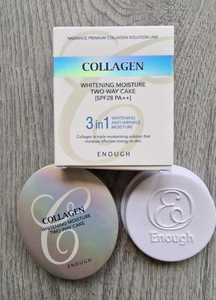 Enough, collagen, пудра whitening moisture two way cake, spf 28 pa++, #21, 26 g1 фото