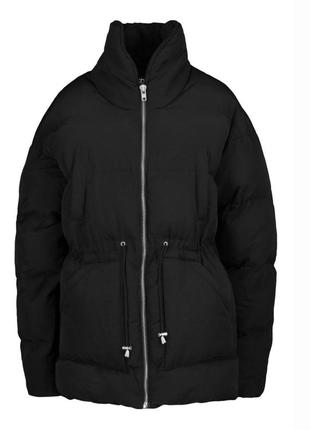 Трендовая объемная, черная куртка - пуховик оверсайз, boohoo, 14р8 фото