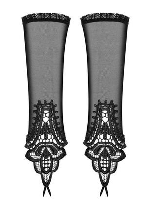 Сетчатые мотенки с кружевом obsessive luiza mittens one size, черные2 фото