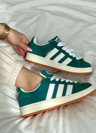 Женские кроссовки adidas Bordowe campus dark green2 фото