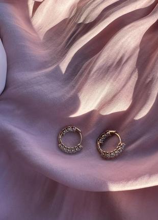 Серьги кольца с фианитами в золотом и в серебряном цвете xuping медицинское золото позолота медицинский сплав4 фото