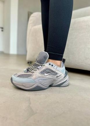 Женские кроссовки nike m2k tekno grey серого цвета