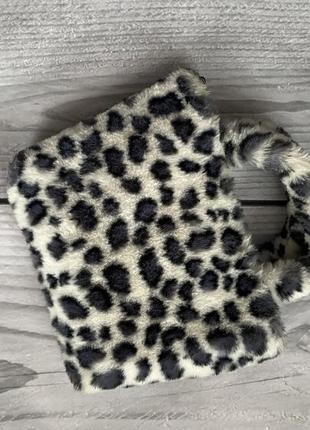 Сумка через плечо сумка с ручками мягкий пушистый леопард тренд2 фото