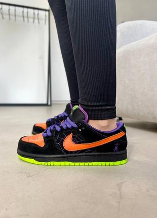 Зимние женские кроссовки nike sb dunk low night of mischief halloween winter fur с мехом