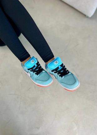 Женские кроссовки nike sb dunk low gulf blue синего цвета5 фото