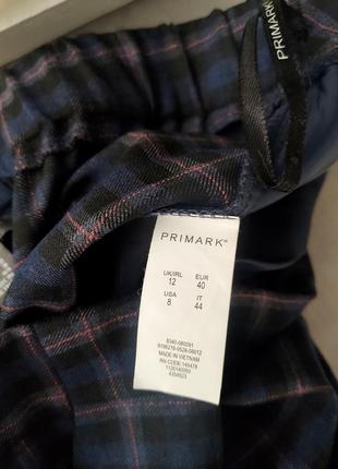 Красивые стильные штаны брюки в клетку primark пояс по спинке резинка6 фото