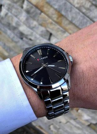 Часы мужские кварцевые curren наручные серебряные, карен4 фото