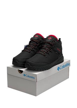 Мужские кроссовки черные с красным columbia firebanks mid trinsulate black red termo -21'❄️