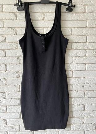 Чорне базове плаття-майка рубрик/кнопки zara new розмір s ідеал5 фото