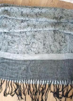Женский палантин шарф пашмина вискоза шелк серого цвета3 фото