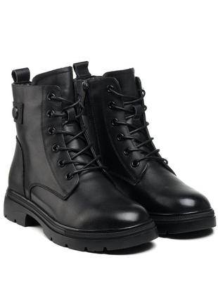 Черевики зимові жіночі чорні на низьких підборах 1643ц