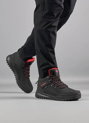 Шикарні чоловічі кросівки " columbia firebanks mid trinsulate black red termo -21' winter "7 фото